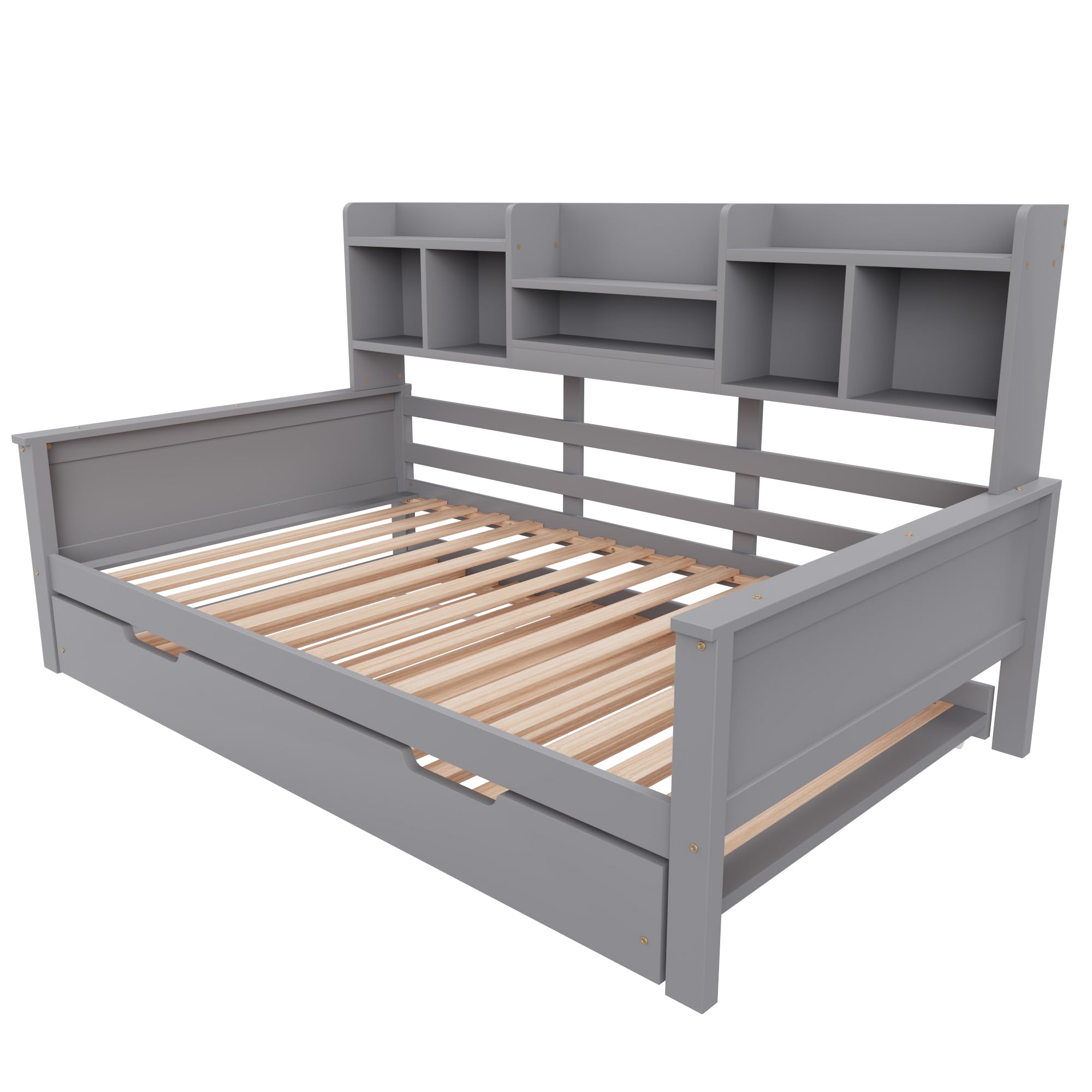 90 x 200 cm, letto estraibile in legno massiccio, 90 x 190 cm, divano letto estraibile con vano portaoggetti e rete a doghe, in pino multifunzionale, letto singolo, grigio