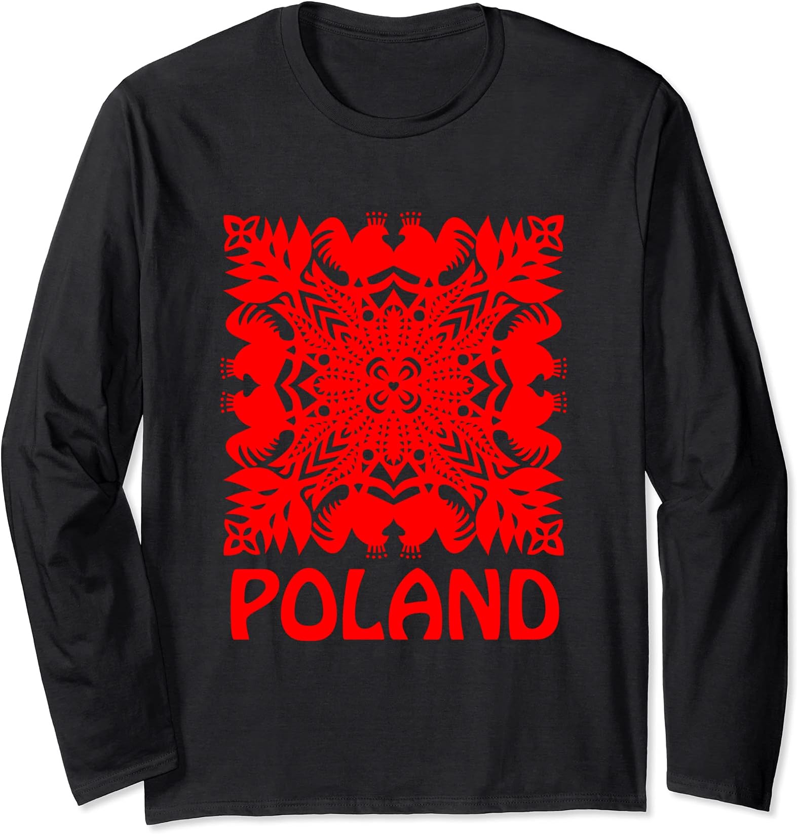 POLAND Polish Traditional Wycinanka Folk Art Motif Festival Long Sleeve T-Shirt