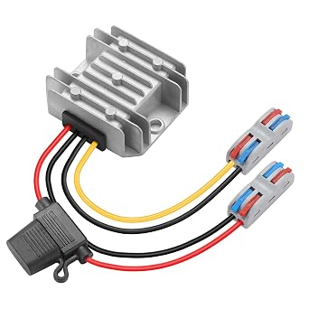 DC 24V Step Down to 12V 10A 120W Voltage Converter, 15V-35V to 12V Buck Converter with Safety Fuse and Clamps,Waterproof Module Transformer