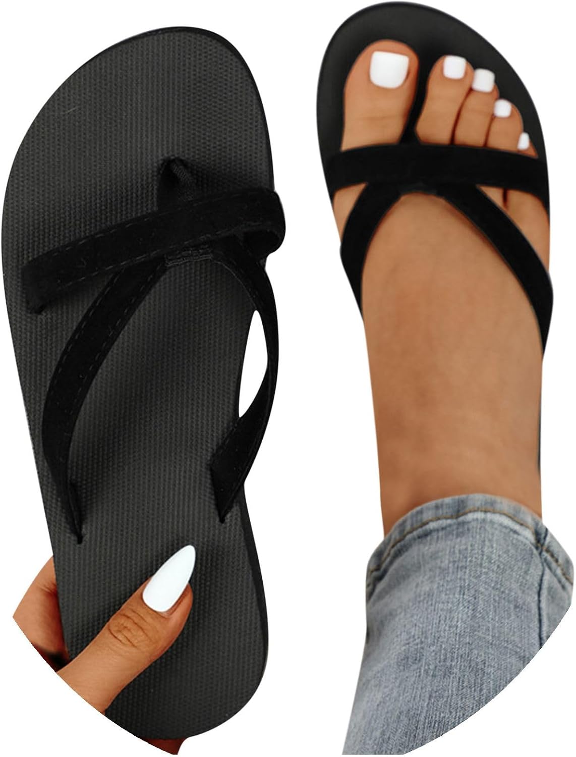Flip Flops for Women 2025 Arch Support Open Toe Sandals Comfortable Soft Summer Beach Platform Sandal On Outdoor
