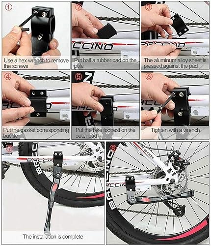 Miniatura 6 de Soporte universal para bicicleta de montaña, soporte para bicicleta de carretera, de aleación, soporte trasero ajustable, soporte lateral