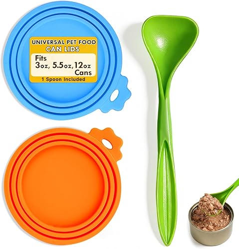 Lydia's Deal Paquete de 2 fundas universales de silicona para latas de comida para perros y gatos, se adapta a la mayoría de latas de comida de