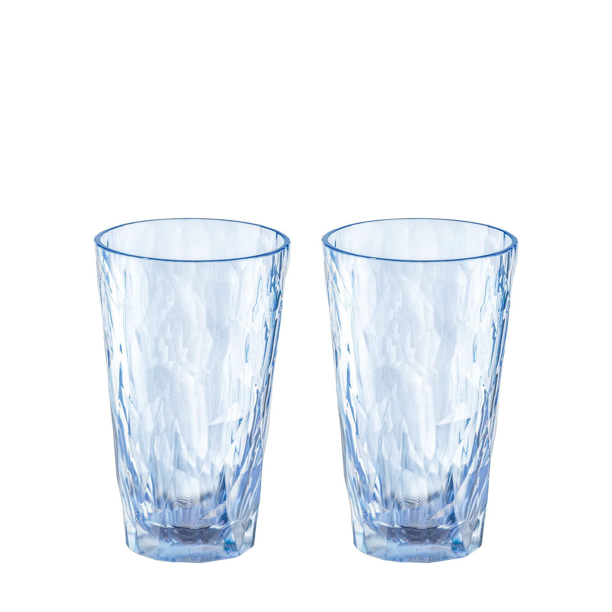 Koziol Superglas Club No. 6 - Juego de 2 vasos de cóctel de 300 ml, de plástico transparente, irrompibles, reutilizables, para fiestas, camping, 2 unidades (aguamarina transparente), color azul