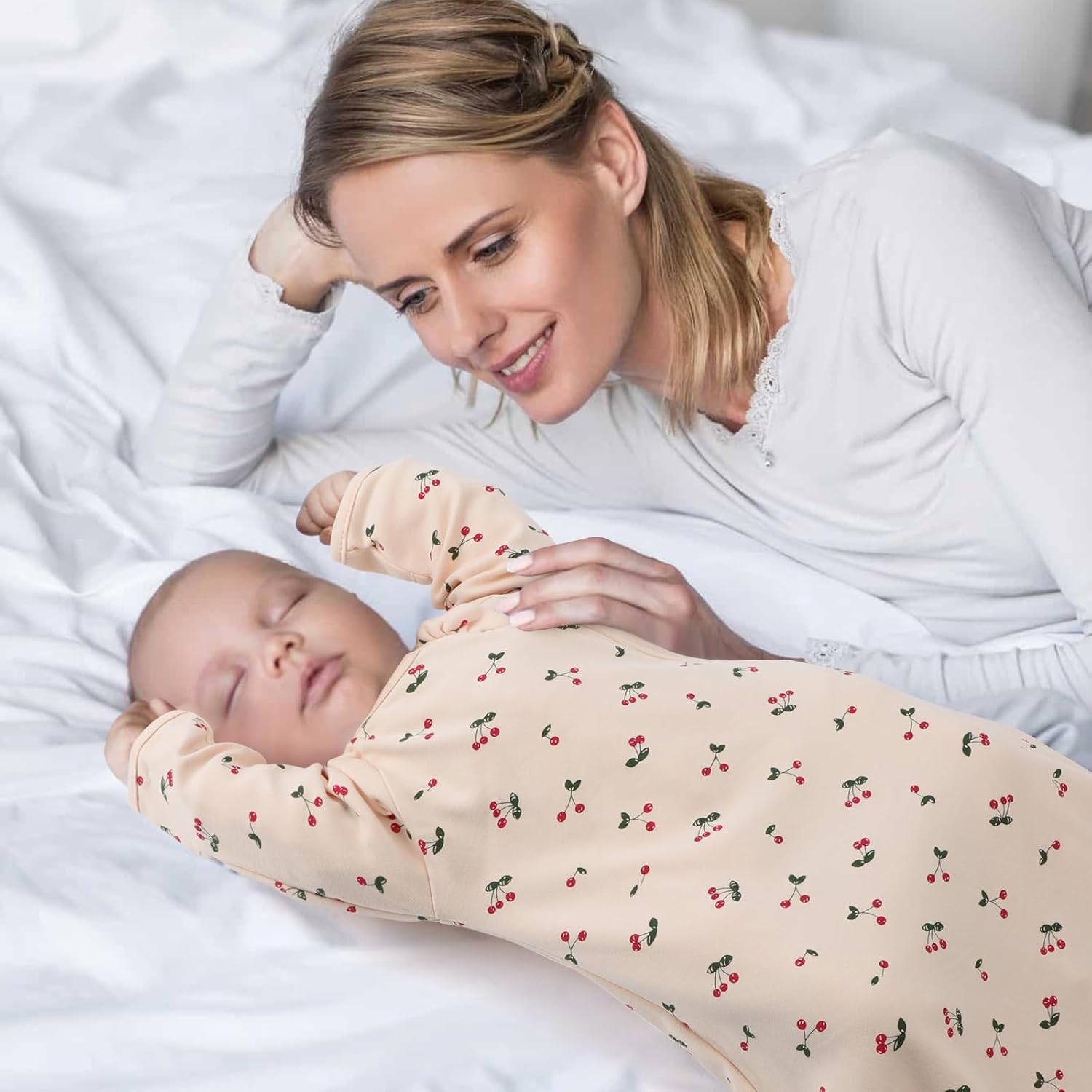 Transitional Swaddle Sack with Arms Up Length Sleeves and Mitten Cuffs 0-3 Months Wearable Swaddling Blanket Sleeping Bag Cotton for Newborns Baby Boys Girls Sleep Sacks Snug Fit Calms Startle Reflex - Image 7