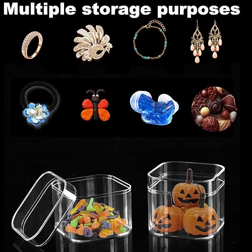 Miniatura 3 de Caja de acrílico transparente, caja de exhibición de plástico cuadrado cubo transparente con tapa, caja de almacenamiento de joyas, cajas de dulces