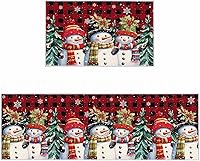Vista 11 de Tapete para puerta de Navidad, bonito muñeco de nieve, árbol de Navidad, diseño de búfalo rojo y negro, tapete antideslizante para interiores