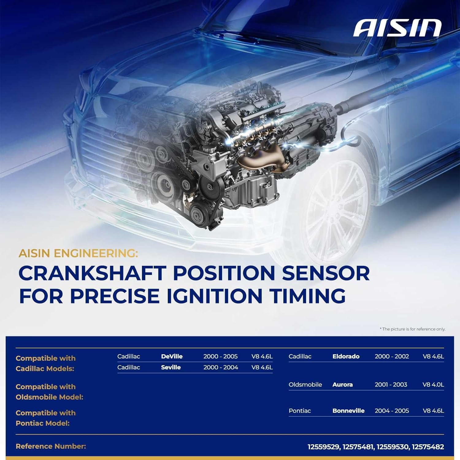 AISIN AFTERMARKET CKSGM-00597 Set of 2 Crankshaft Position Sensors - Compatible with Cadillac DeVille 00-05, Eldorado 00-02 Seville 00-04, Oldsmobile Aurora 01-03, Pontiac Bonneville 04-05 - 4.0L 4.6L