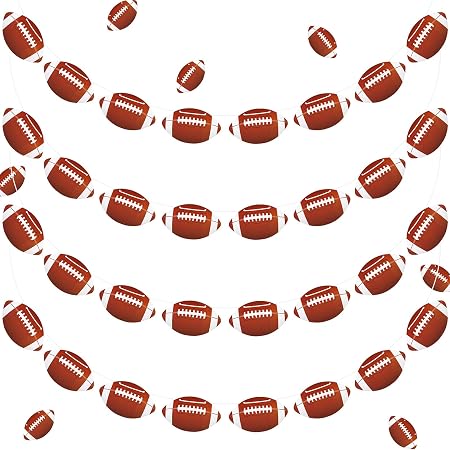 American Football Party Pennant Bunting - 4 Triangle Flag Banners For Tailgate, Birthday & Game Day Decor