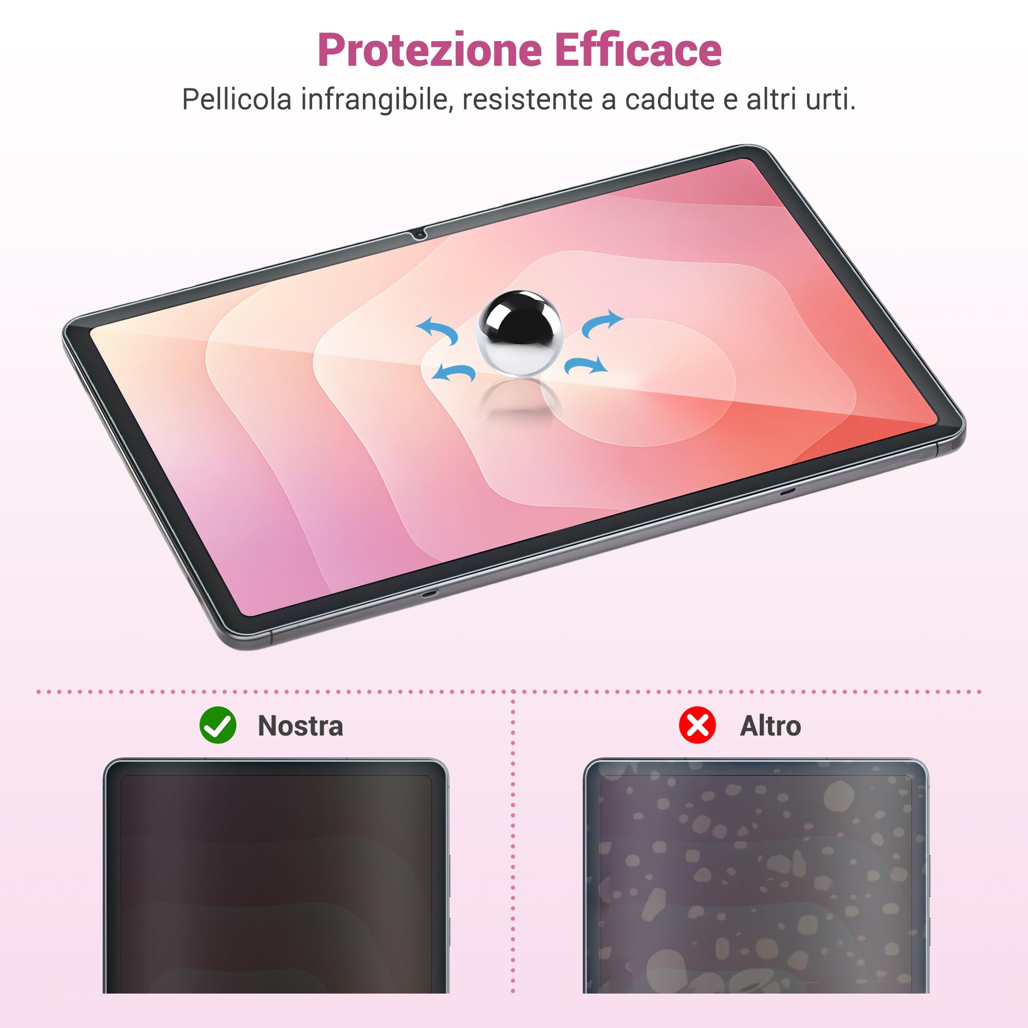 Pellicola Protettiva in Vetro Temperato 9H per Samsung Galaxy Tab S10 Lite / S10 FE / S9 FE 10,9 Pollici, Anti Graffio