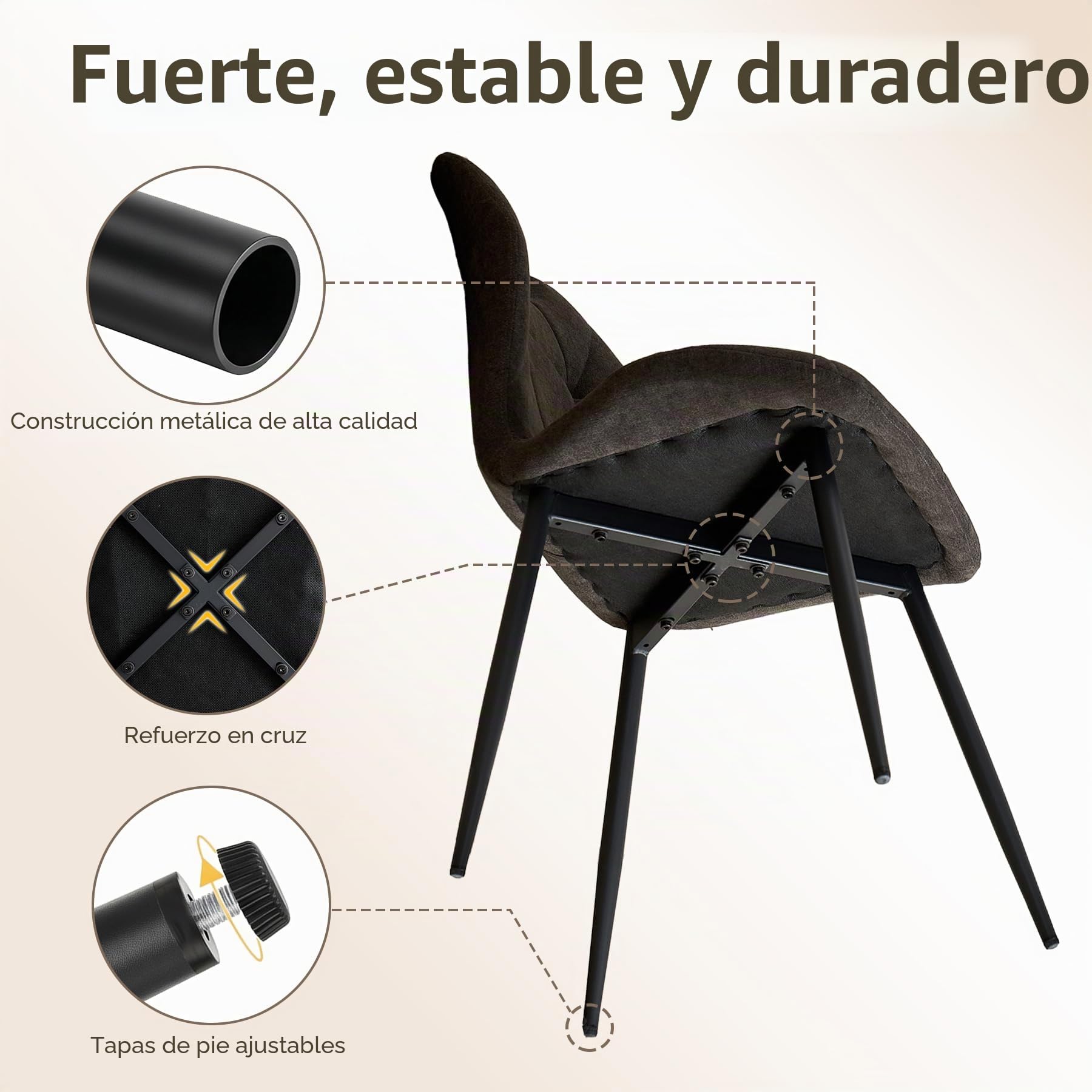 GrandCA HOME Juego de Mesa y Sillas de Comedor, Mesa Redonda de 100 cm con 4 Sillas Tapizadas Modernas, Ideal para Comedores y Cocinas Sala de Estar (Estampado de Mármol + Negro)