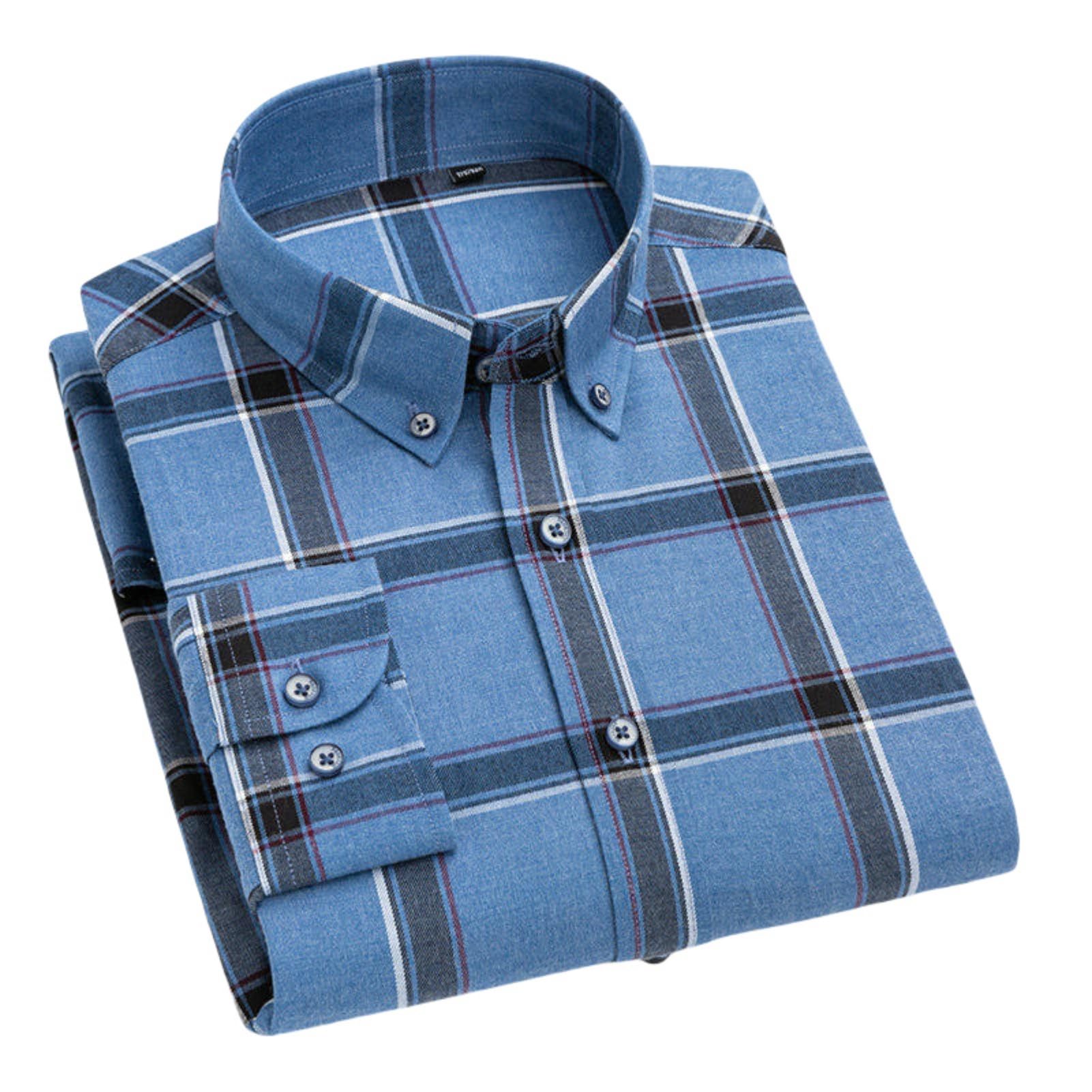 Camisa casual de manga larga a cuadros para hombre