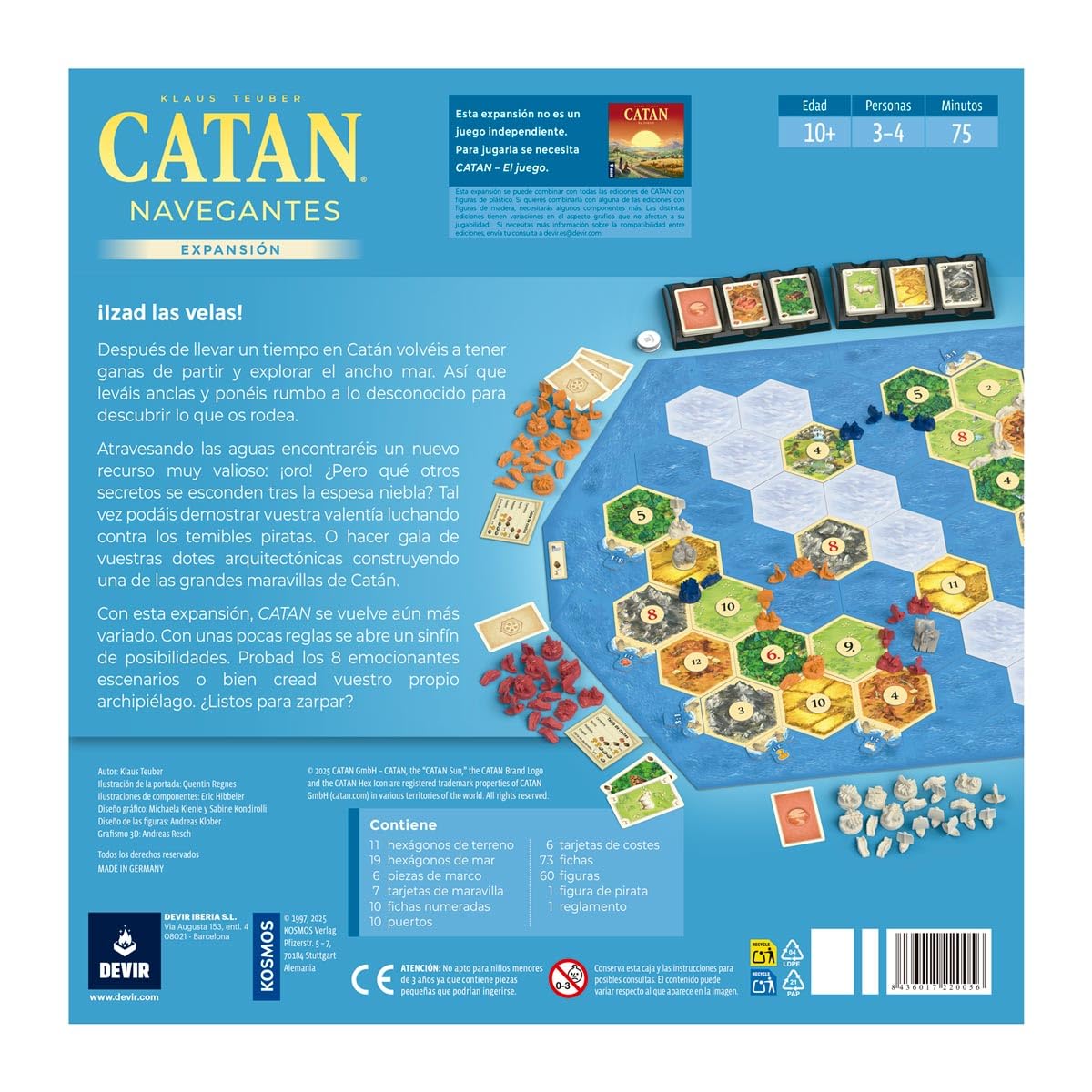 Devir - Catan: expansión Navegantes, Juego de Mesa Familiar, con Amigos, 10 años (BGNAVEGANTES)