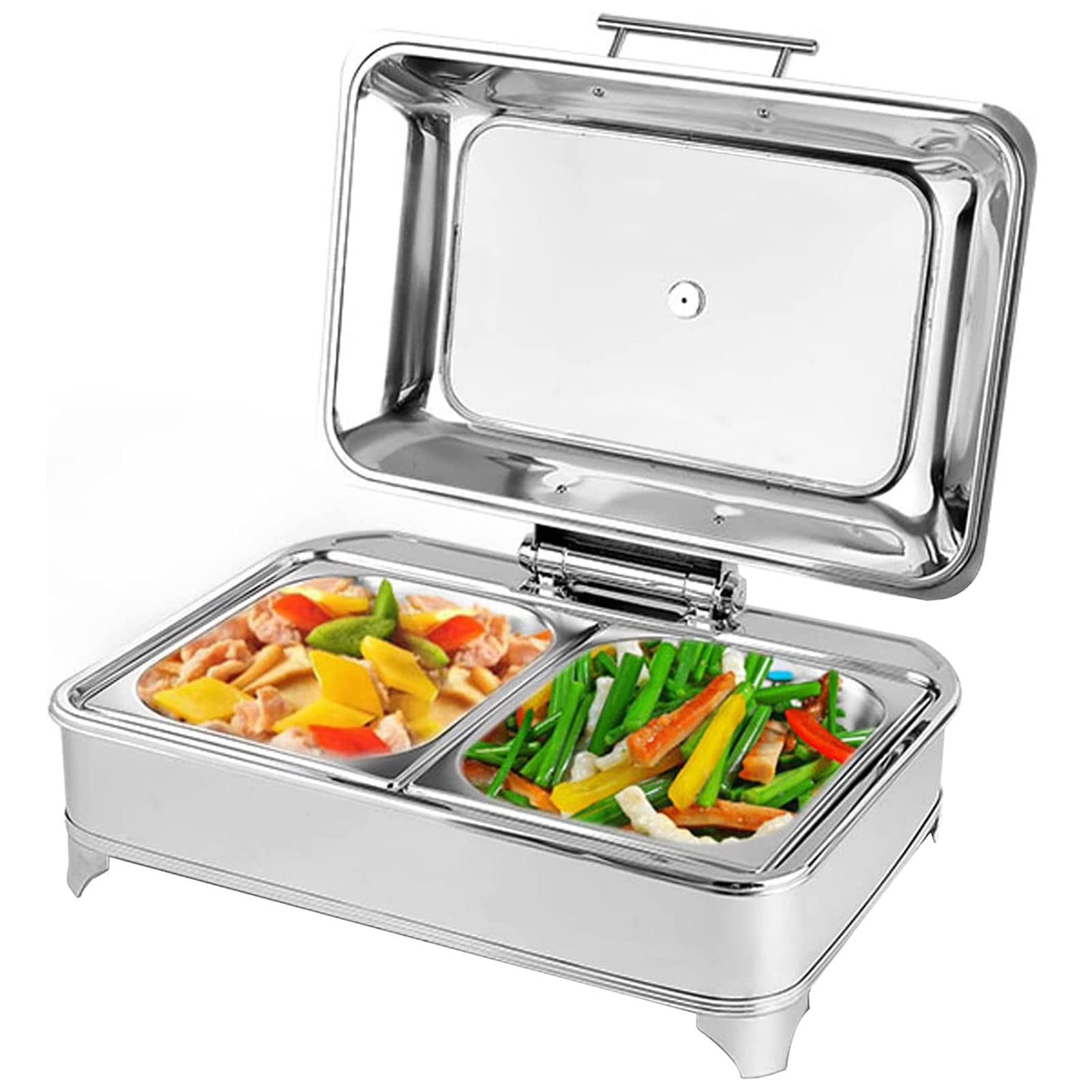 Calentador de alimentos para bufé, bandeja de catering ajustable de 9 L con tapas transparentes para fiestas y eventos, diseño portátil para servir y transportar fácilmente