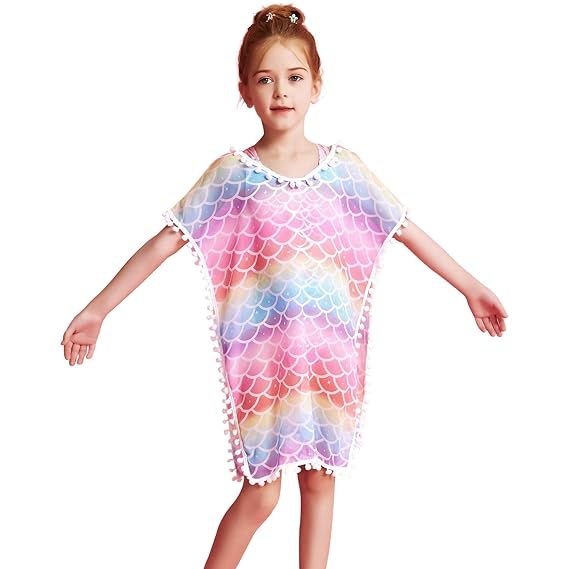 Buy QPANCY Mermaid Cover Ups for Big Girls Rainbow Coverups Swimsuit