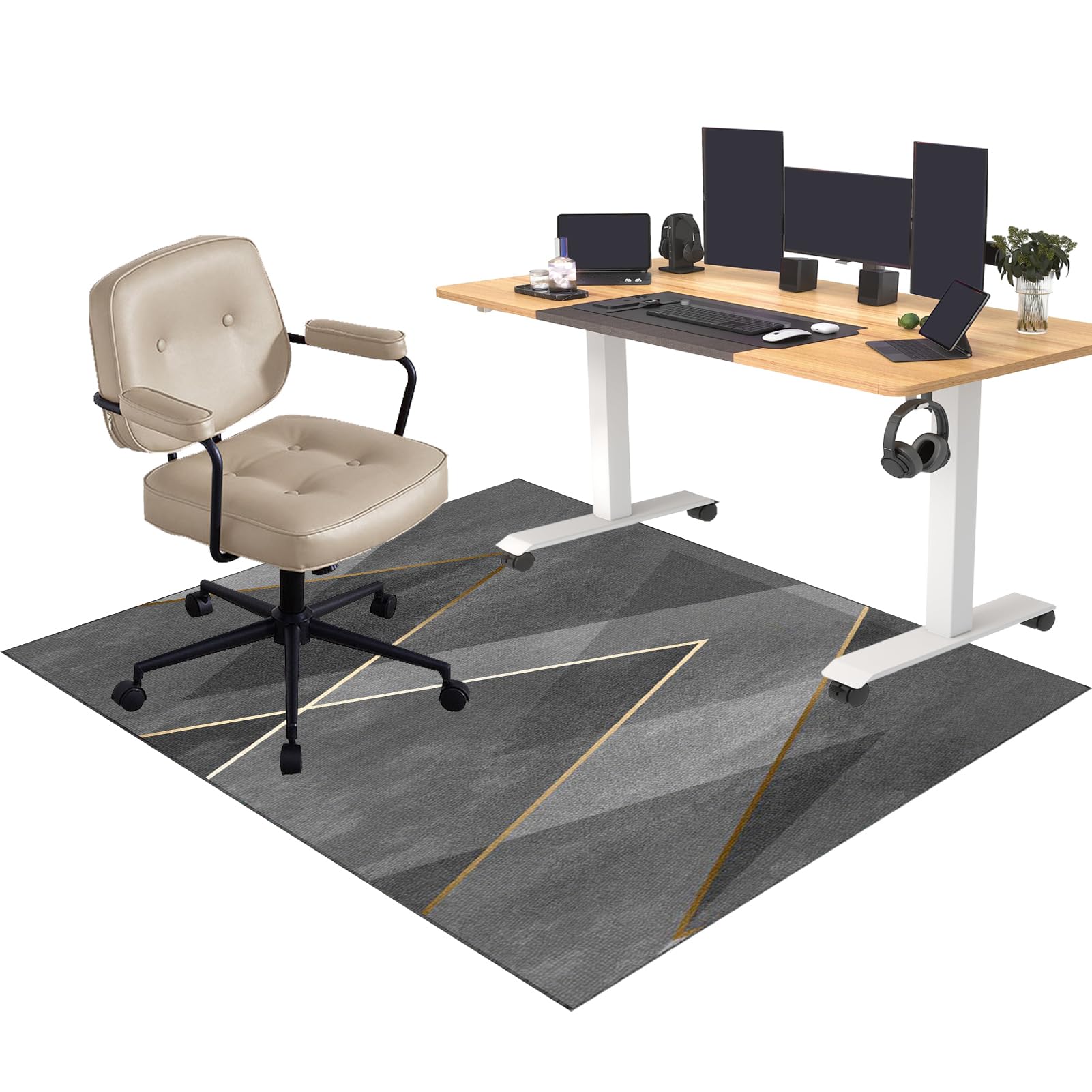 CCTSA 150 x 180 cm Office Chair Mat for Carpeted and Hardwood Floor, Gaming Chair Mat, Carpet Protector Chair Mat Non-Slip, Multi-Purpose Computer Desk Chair Mat Large, Floor Protector Mat for Carpet