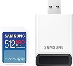Samsung PRO Plus SD-Karte, 512 GB, UHS-I U3, Full HD & 4K UHD, 180 MB/s Lesen, 130 MB/s Schreiben, Speicherkarte für Kameras und Drohnen, Inkl. USB-Kartenleser, MB-SD512SB/WW