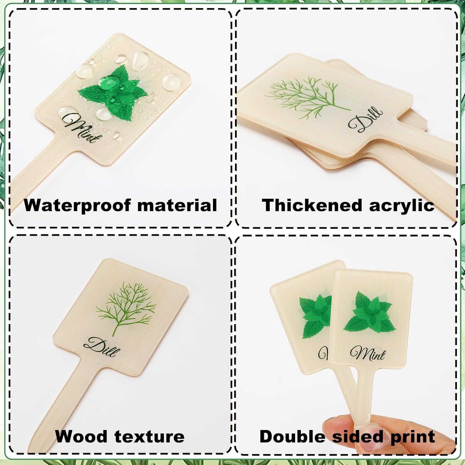 UPINS 24Pcs Acrylic Plant Labels Herb Plant Markers Plant Tags Signs with Printed Name for Indoor Outdoor Gardens Herbs Seedlings Plants - Image 3