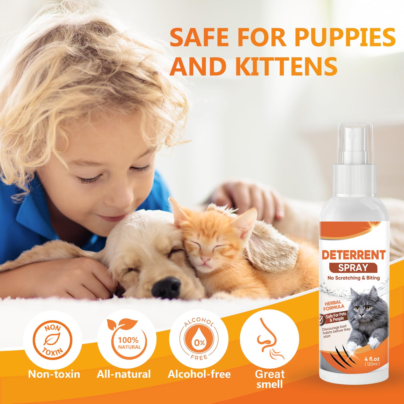 Dashr Katzenabwehrspray, kratzschutz Sofa Katze, Nicht Reizend und Rückstandsfrei, Für den Innen- und Außenbereich Geeignet, 120ML