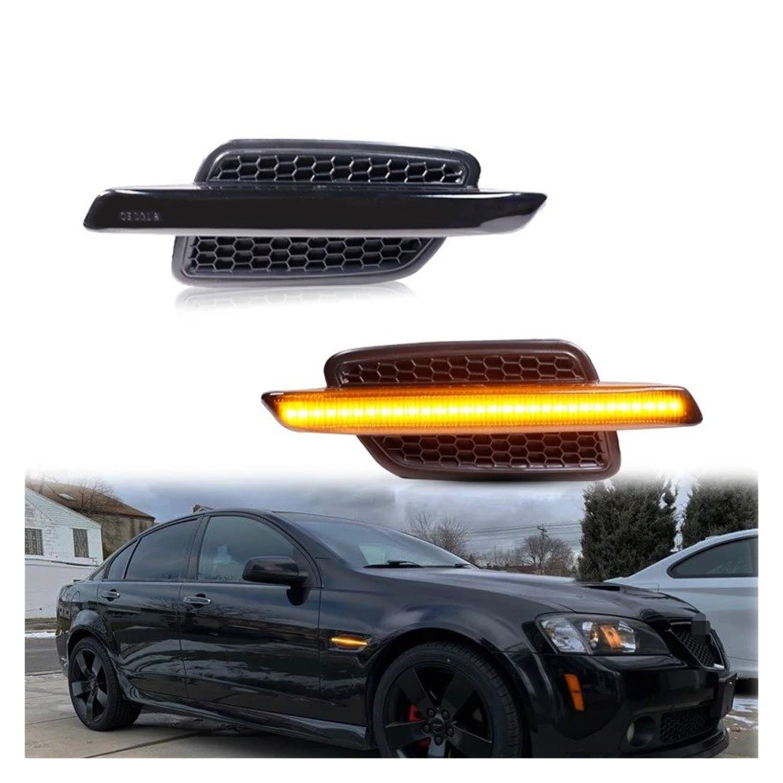 Indicatori Nello Retrovisore Per Pontiac G8 2008-2009 Paraurti Anteriore Luci Di Posizione Laterali A LED Lampade Ambra Luce Direzione/Luci Ingombro DRL T10 12V(White)