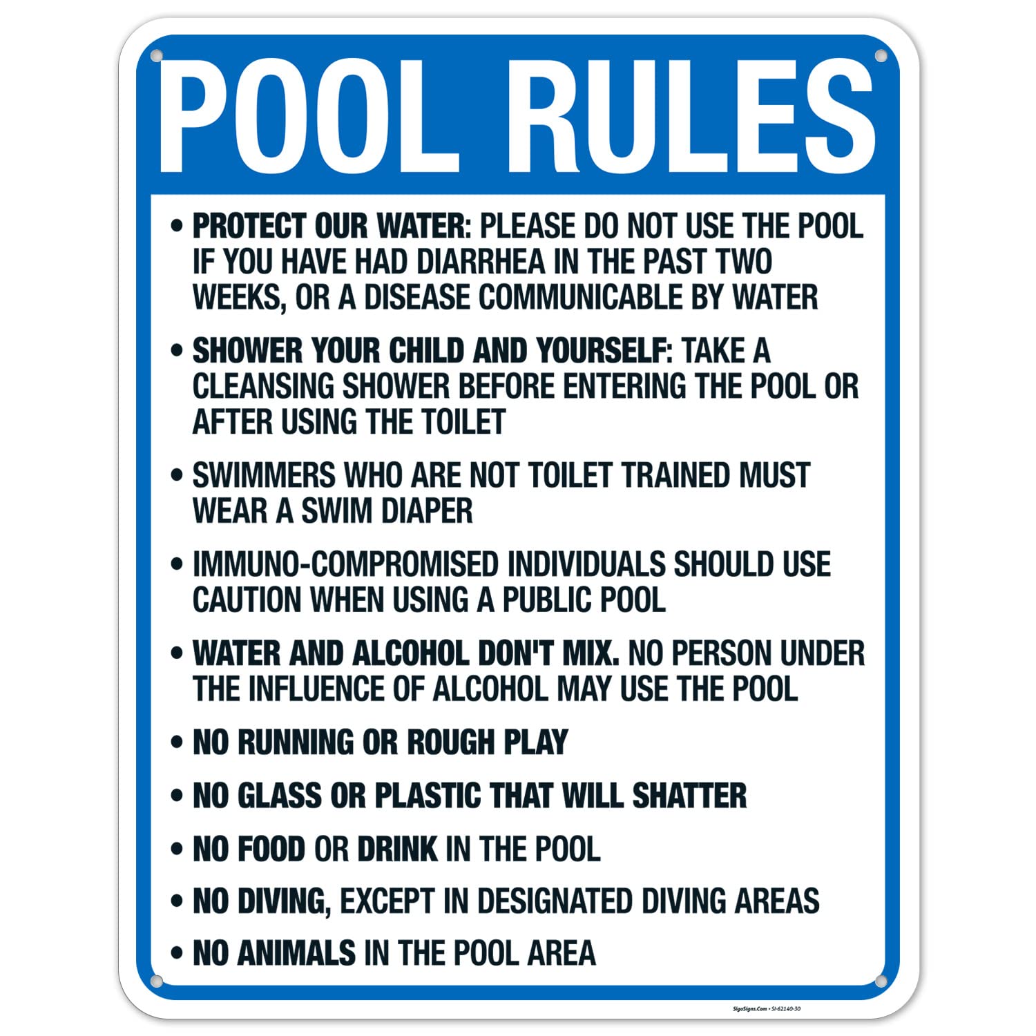 Oregon Pool Rules Sign, Complies with State of Oregon Pool Safety Code, (SI-62140) 18x24 Inches, 55 mil Thick HDPS (high Density polystyrene), Made in USA