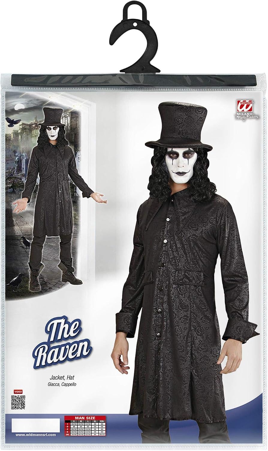 Mens Raven Costume Extra Large UK 46" for Halloween Living Dead Fancy Dress White