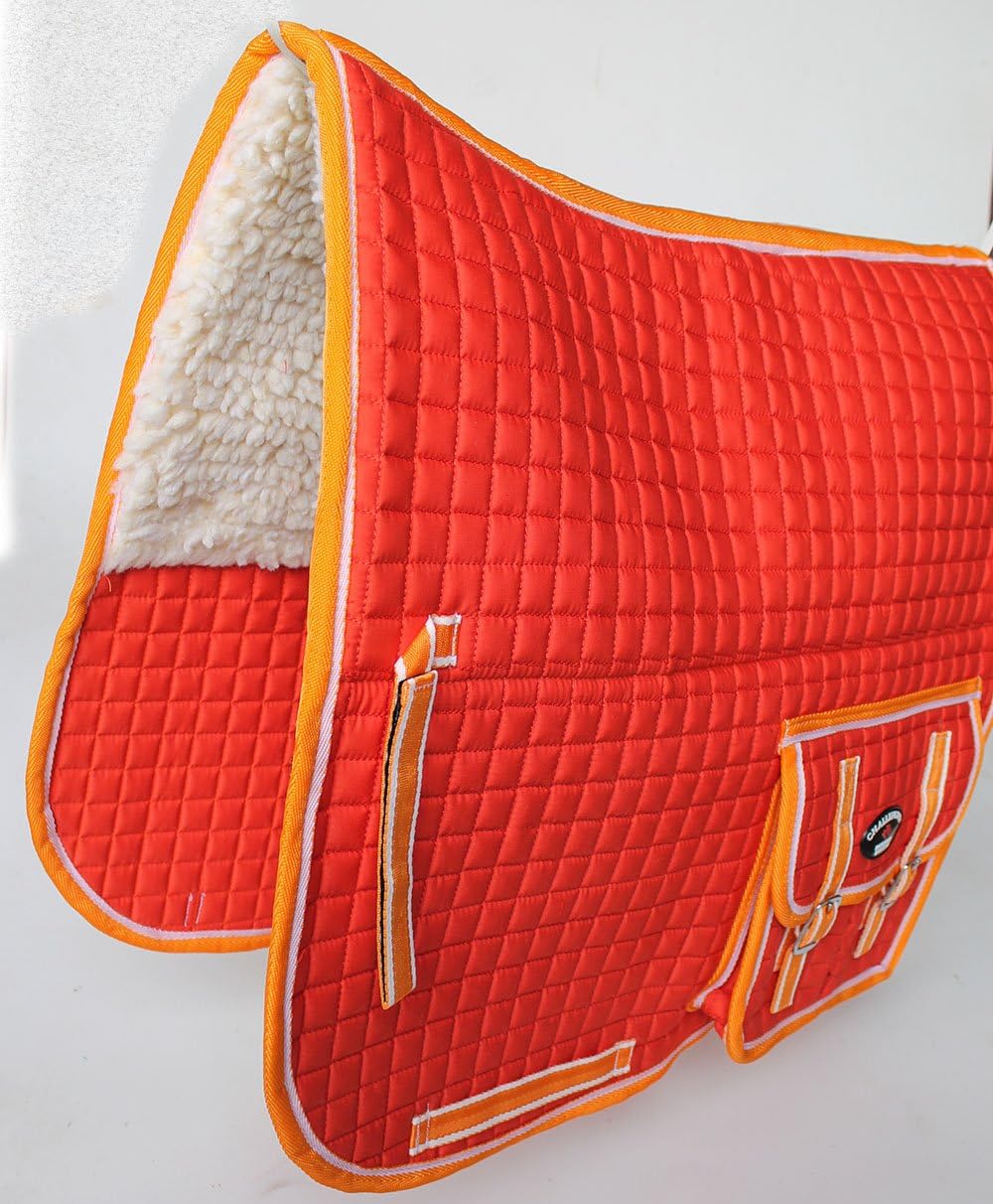 CHALLENGER Horse Quilted English Saddle PAD Pockets Half Faux Fur Padded Australian 7274