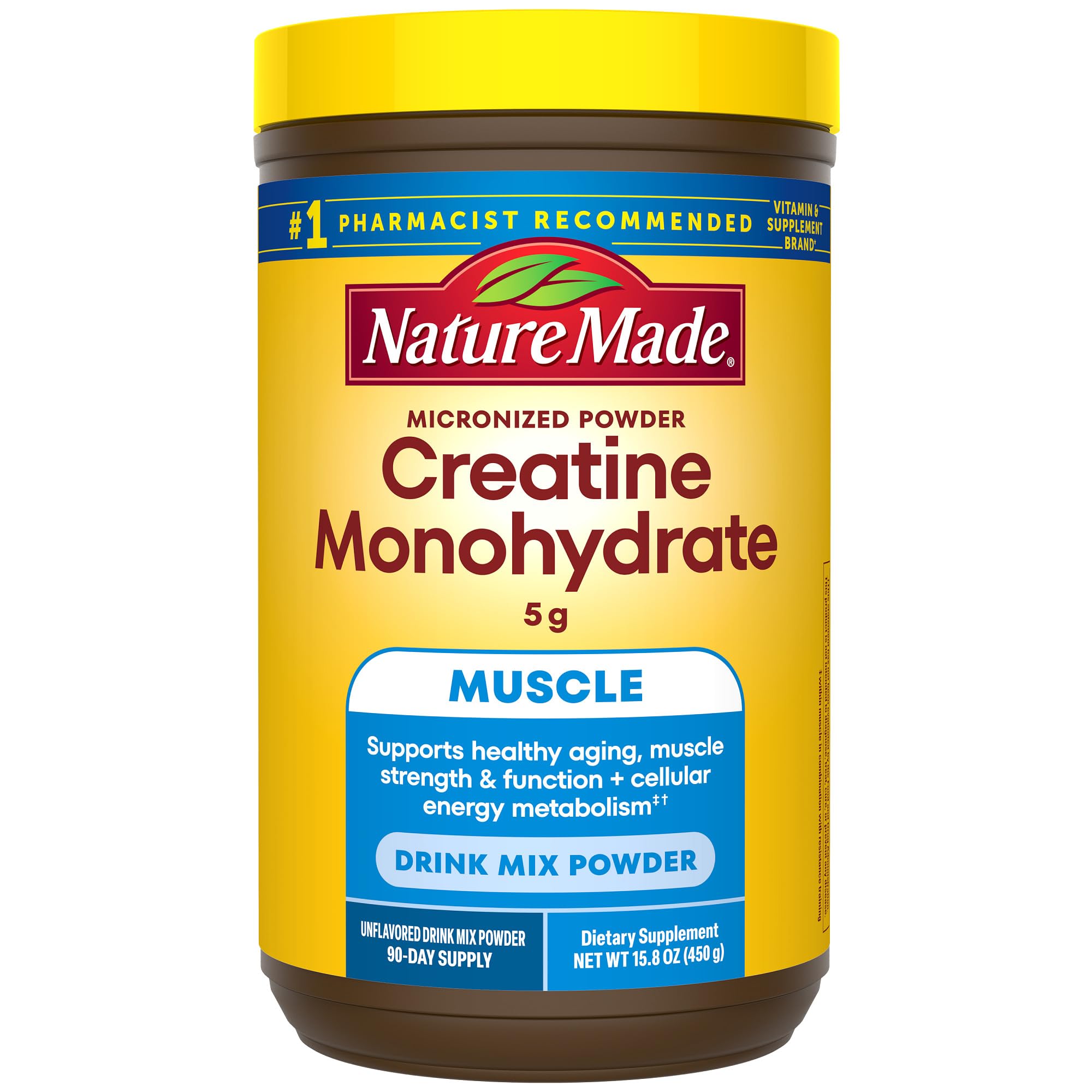 Nature Made Micronized Creatine Monohydrate Powder 5g per Serving, 450 g