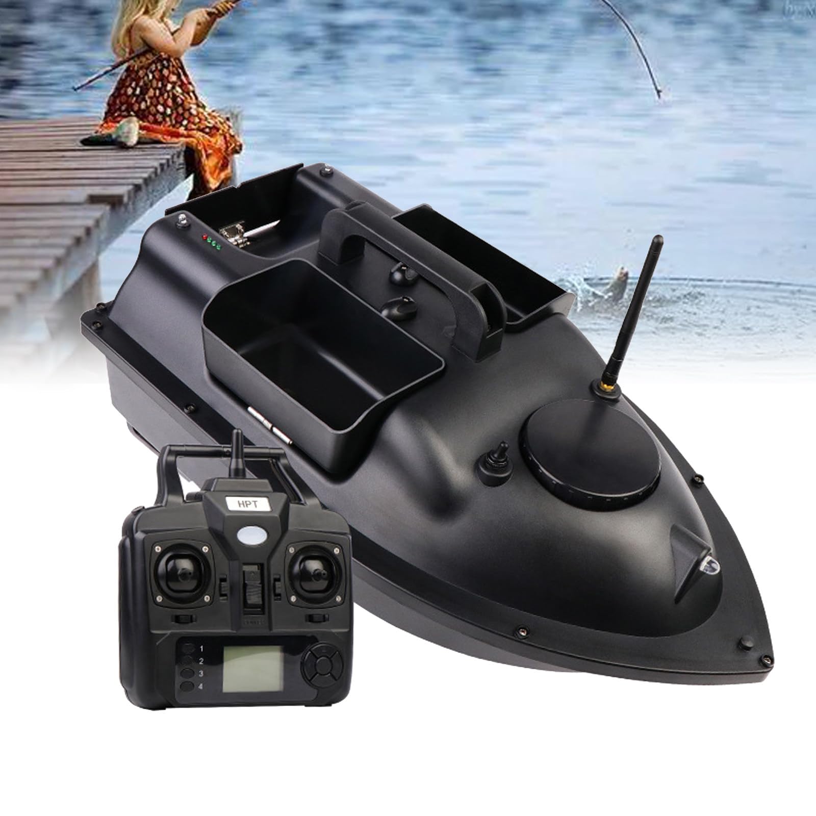 Łódka z przynętą-lokator ryb 2kg Ładowanie 500m Pilot zdalnego sterowania Łódź z przynętą Łódź RC, podwójny silnik, echosonda z czujnikiem echosondy, przenośna torebka,12000mAh