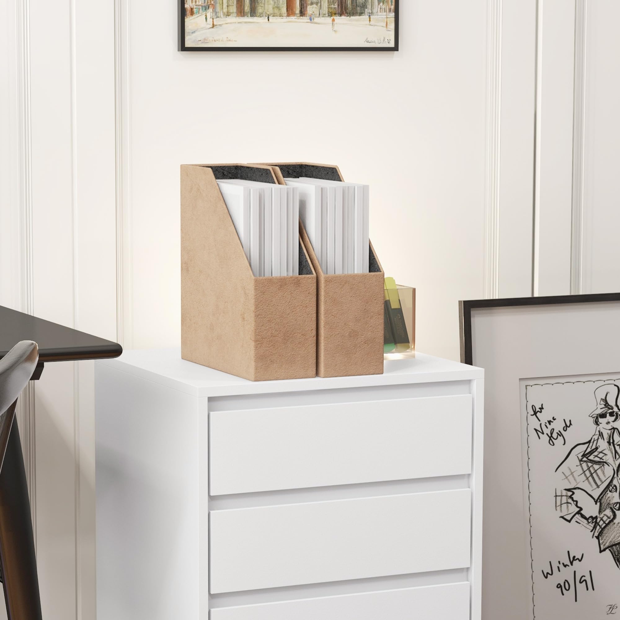 HOMCOM Schedario da Ufficio con 4 Cassetti, Ruote a Freno, Cassettiera Scrivania per Lettera/Formato A4/Legale, Cassettiera Ufficio per Studio Sotto Scrivania, 46x40x65 cm, Bianco