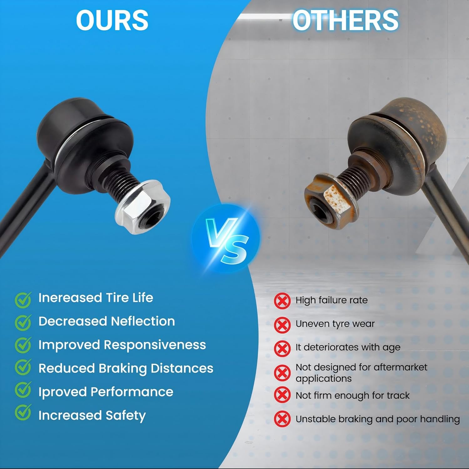 Front and Rear Sway Bar Link Compatible With 2007-2013 Nissan Altima, 2009-2014 Nissan Maxima/Murano Sway Bar End Links, K750094 K750095 K750255 K750256