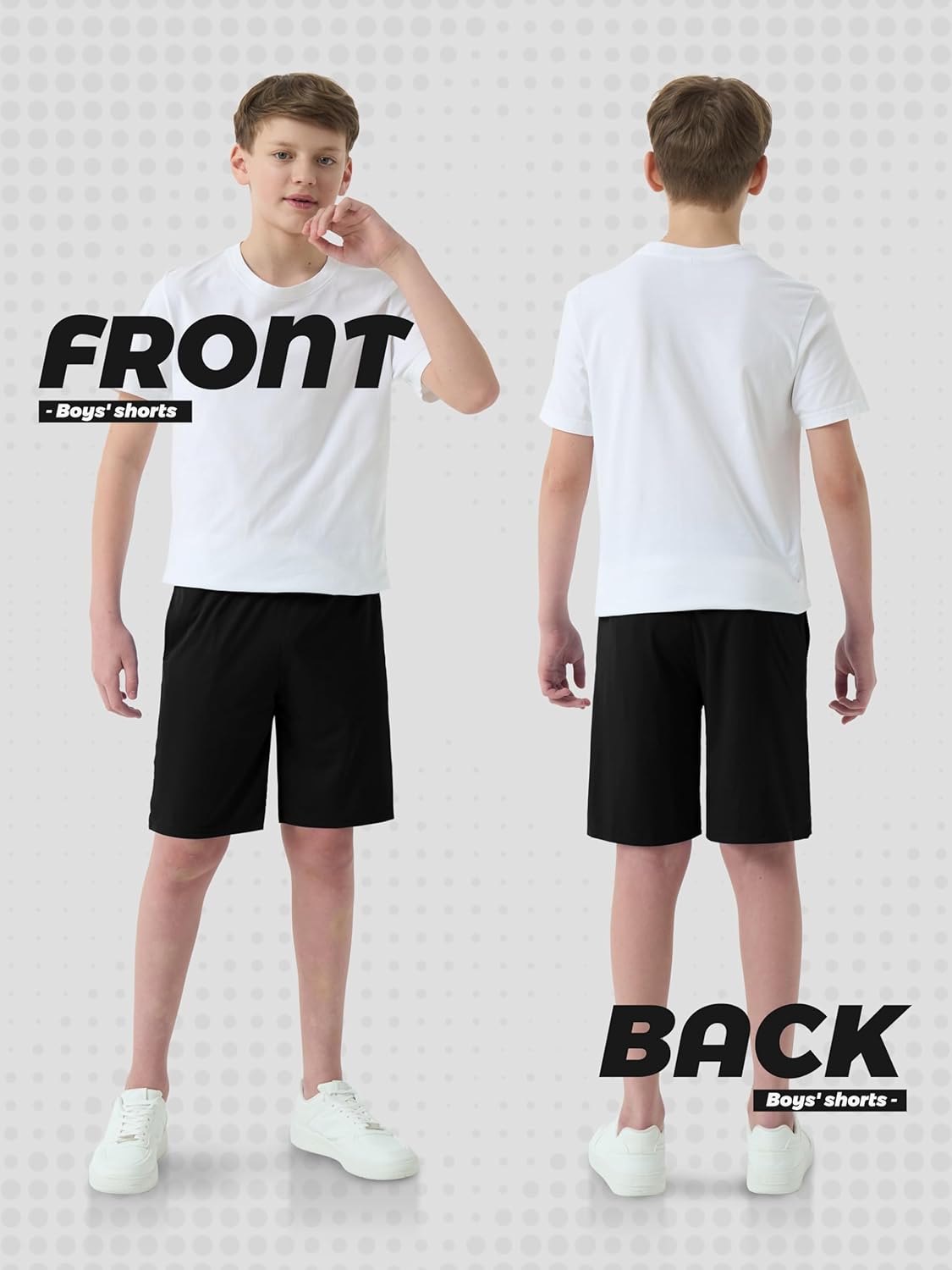 QWE 5 Pack Boys Athletic Shorts, Youth Basketball Soccer Quick Dry Shorts with Pockets for Kids Outdoor Running Gym