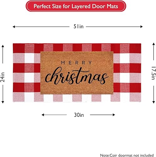 Vista 217 de Tapete Kimode de algodón, a cuadros, color negro y blanco, lavable, para porche, entrada, cocina