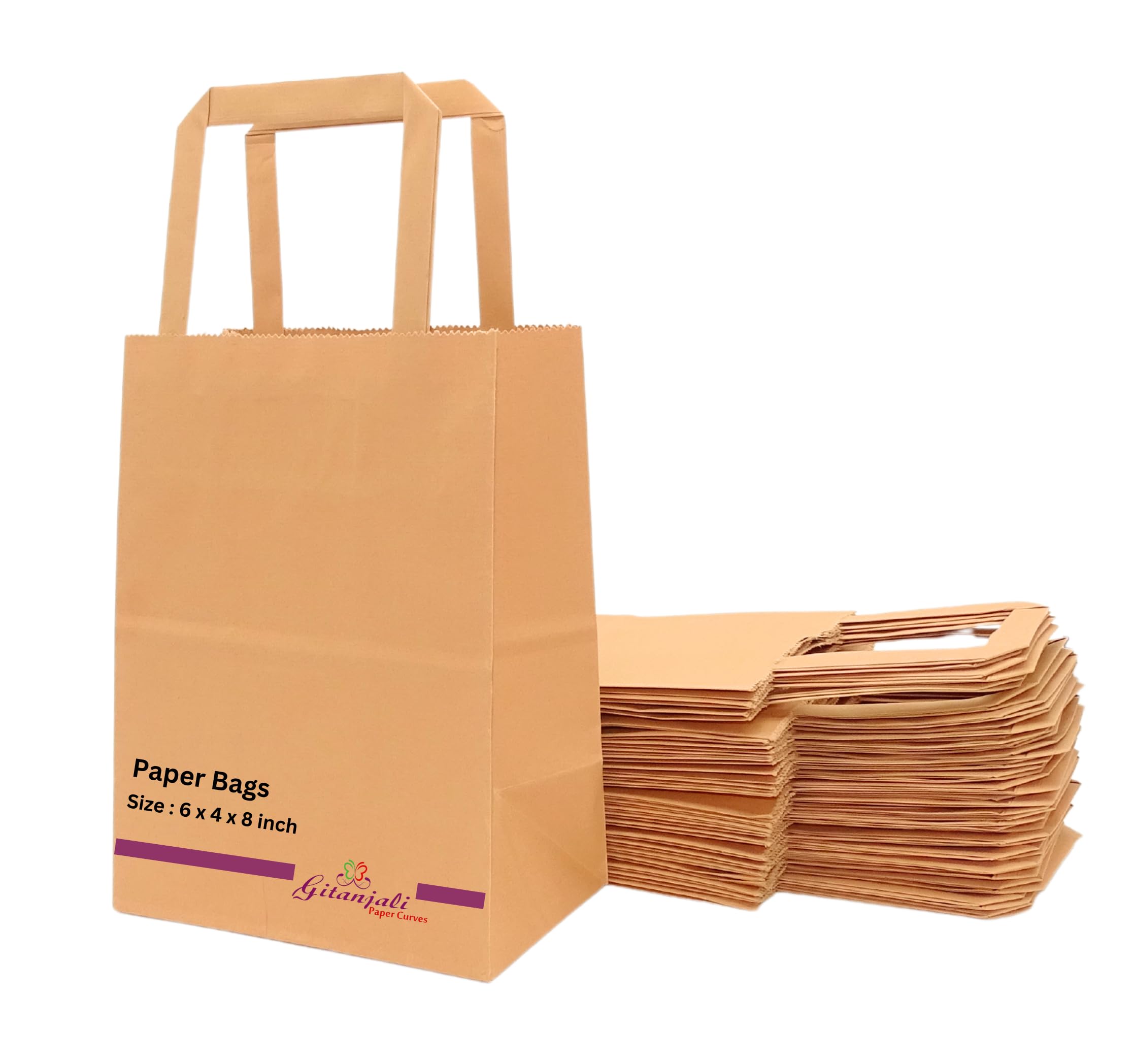 Gitanjali Paper Curves® -Kraft Paper Bags 6"x8"x4"(Brown) 100pcs -Small Party Favor Goodie bag, Craft Paper Return Gift Bags - Disposable Recycled Eco Friendly Kraft Paper Bags(6"x8"x4", 100) (B0BKGD1WS4) Amazon Price History, Amazon Price Tracker