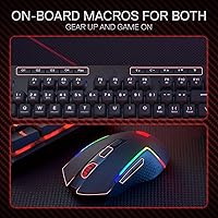 Vista 6 de Redragon S142 Combo de teclado y mouse inalámbricos para juegos, teclado de membrana RGB K515 PRO de 98 teclas y mouse inalámbrico de 4800 DPI