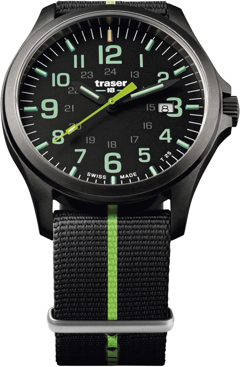 TraserTraser Officer Pro Gunmetal, Textile Strap, Black/Lime, 42mm, 107426