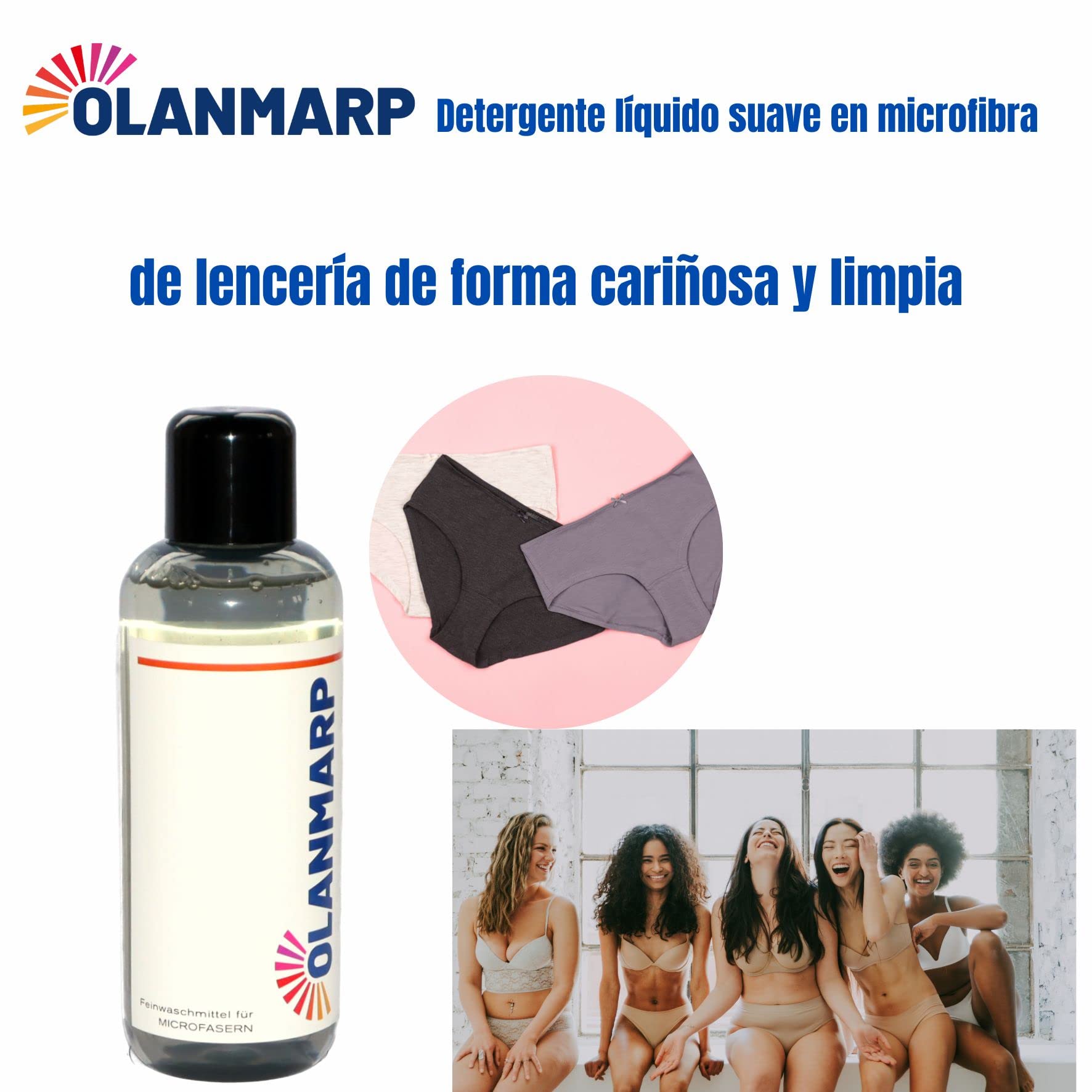 Detergente suave concentrado de microfibra – Detergente líquido para a mano + lavado a máquina (480 ml, sin red de lavado)