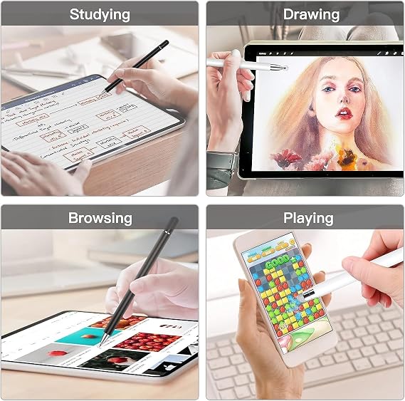 AMZ タブレットペン Fire HD 10スタイラス、Fire Max 11ペン、Fireタブレットスタイラスペン、Fire Kids&Kids Proタブレット用スタイラス、すべてのタッチスクリーンタブレット用スタイラス2イン1ブラック