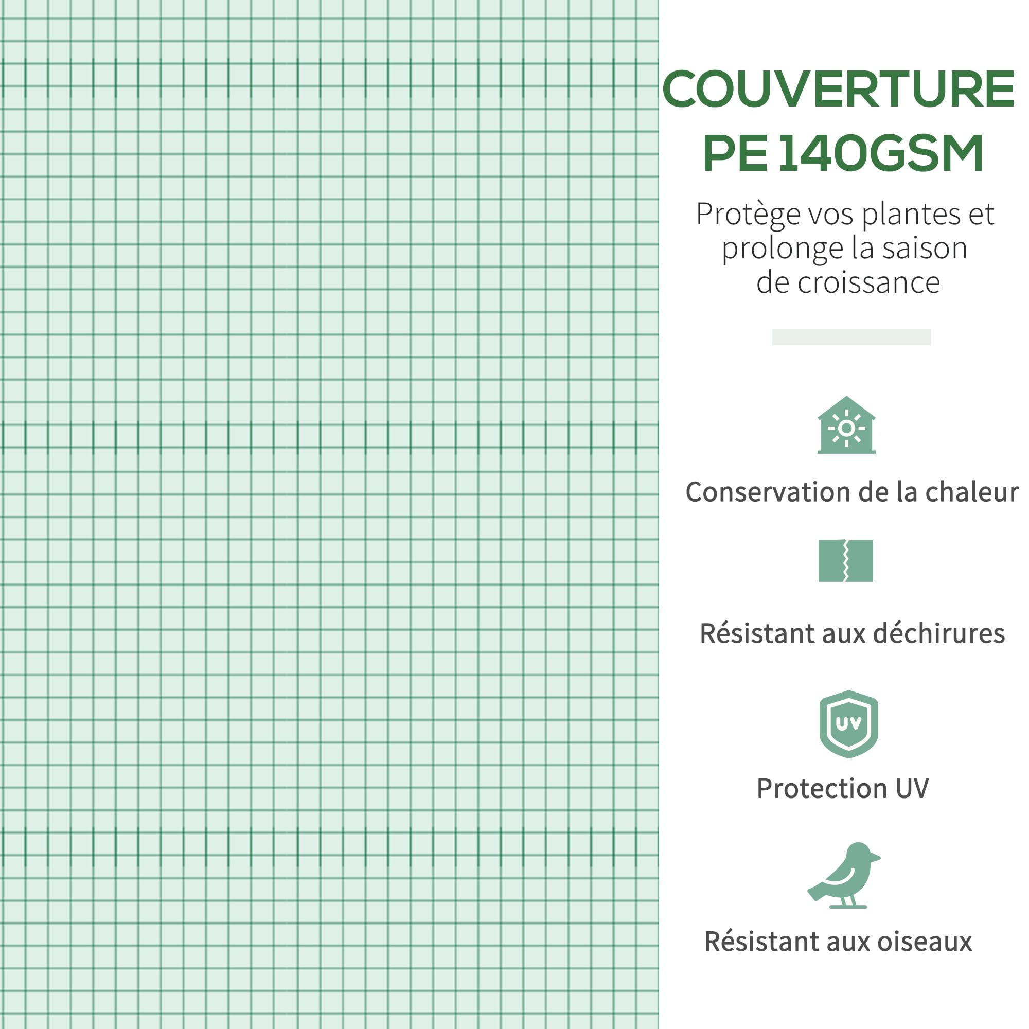 Outsunny Serre de Jardin Tunnel, 10,4 m², Anti-UV, Porte zippée Enroulable, fenêtres en Maille, Tube d'acier galvanisé et PE 140g/㎡, 350 x 300 x 200 cm, Vert
