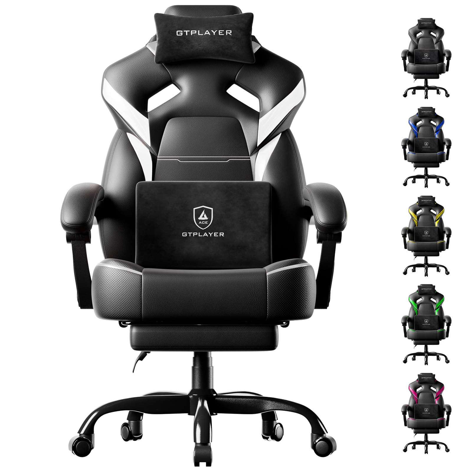 GTPLAYER Big and Tall Gaming Chair for Adults, Ergonomic Office Chair with Footrest, Heavy Duty 350 lbs Capacity, High Back