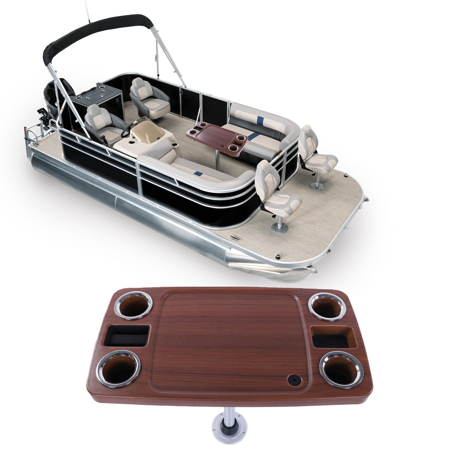 Tavolo da Barca con Gambe Staccabili, Design Impermeabile e Leggero, Ideale per Uso Esterno su Yacht e, 86,5x46 Cm