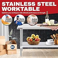 Vista 23 de DuraSteel - Mesa de trabajo de acero inoxidable para alimentos (grado comercial)