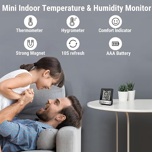 TempPro TP49 Mini Igrometro Termometro Digitale,Interno per Casa,nero - 2