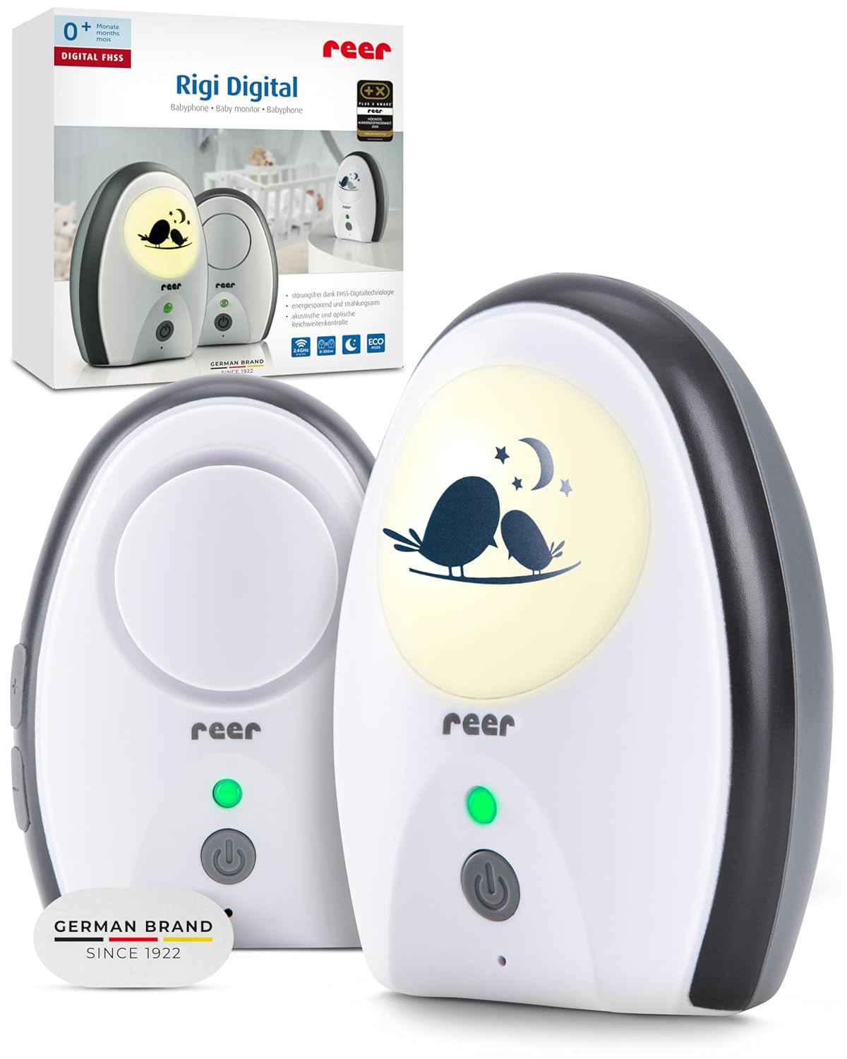 Reer 50070 Rigi Digital Baby Monitor – interference free, Low Radiation, Night Light, Intercom Function