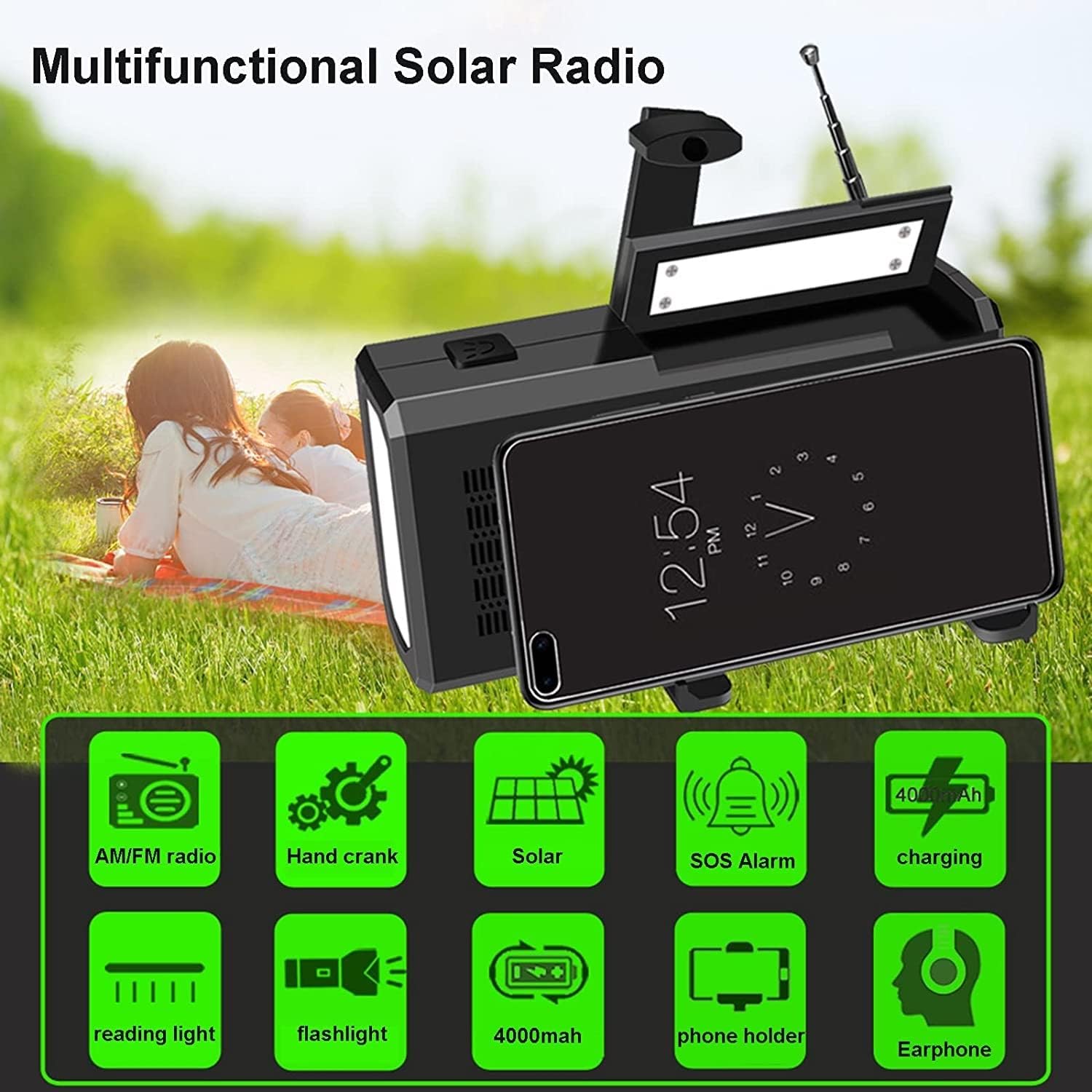 Portable DAB/DAB+ FM Digital Radio,Emergency with 4000mah Battery, Hand Crank Survival with Flashlight, Cell Phone Charger, SOS