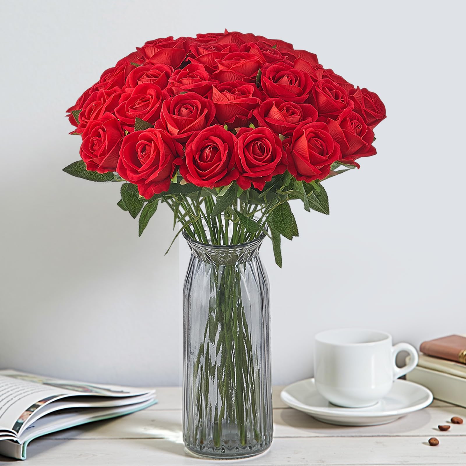 VEVOR Künstliche Blumen Rosen, 500 Stück Kunstblumen, Rote Gefälschte Rose mit Stielen, Schaumrosen für DIY Hochzeit Blumensträuße Braut Valentinstag Muttertag Zuhause Dekoration