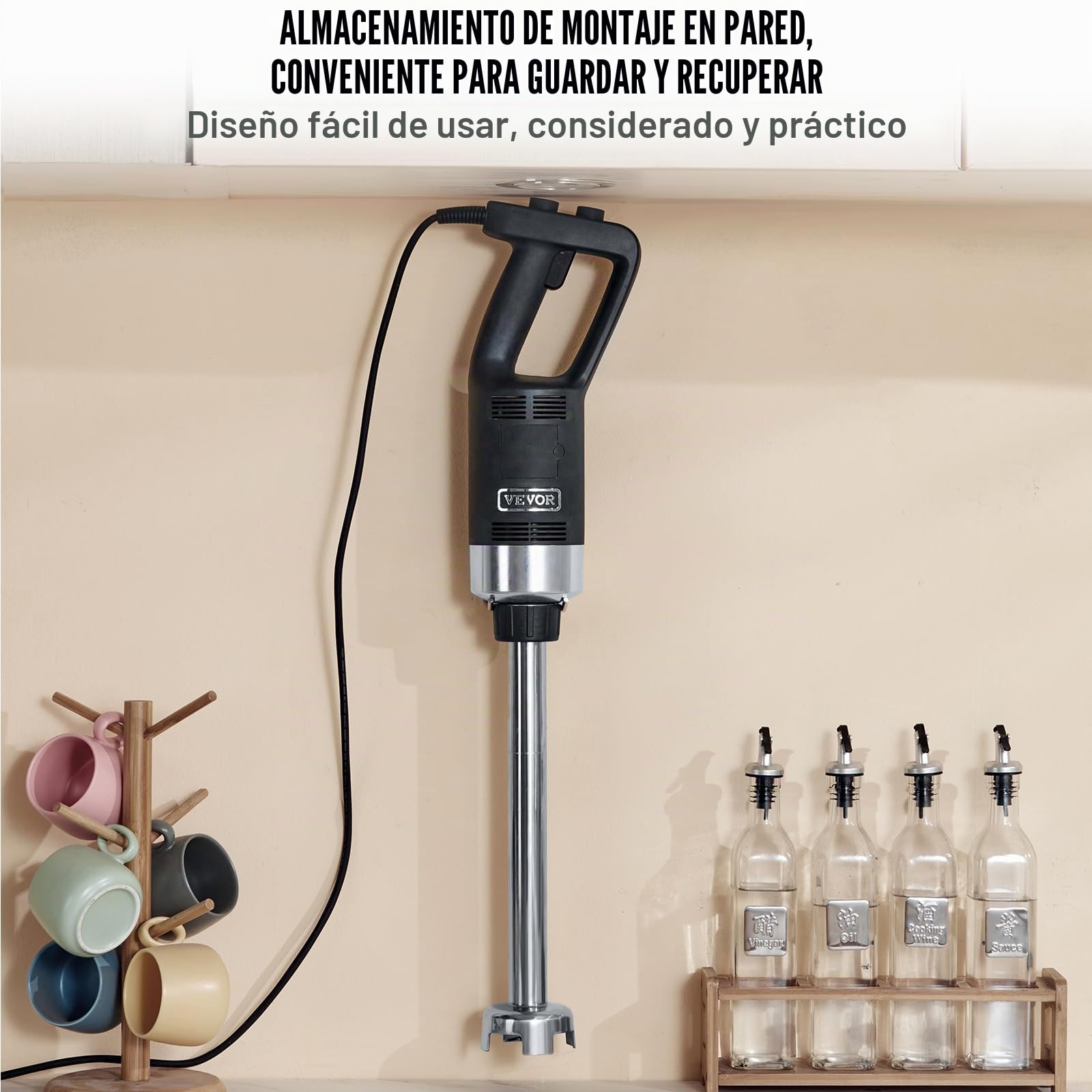 VEVOR Batidora de Mano 500 W 855 mm Licuadora de Inmersión Comercial de Alta Resistencia Velocidad Variable Hoja de Acero Inoxidable Batidora Portátil Versátil para Sopa Batido Puré Comida para Bebés