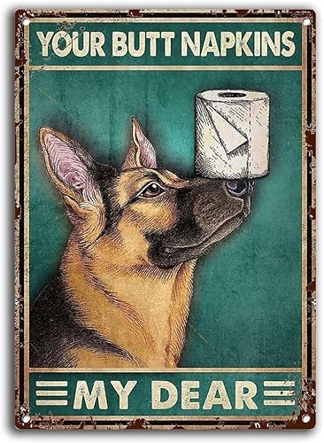 Miniatura 1 de Letreros de metal con diseño de pastor alemán, servilletas My Dear para baño, cafetería, sala de estar, cocina, hogar, decoración de pared, placa de