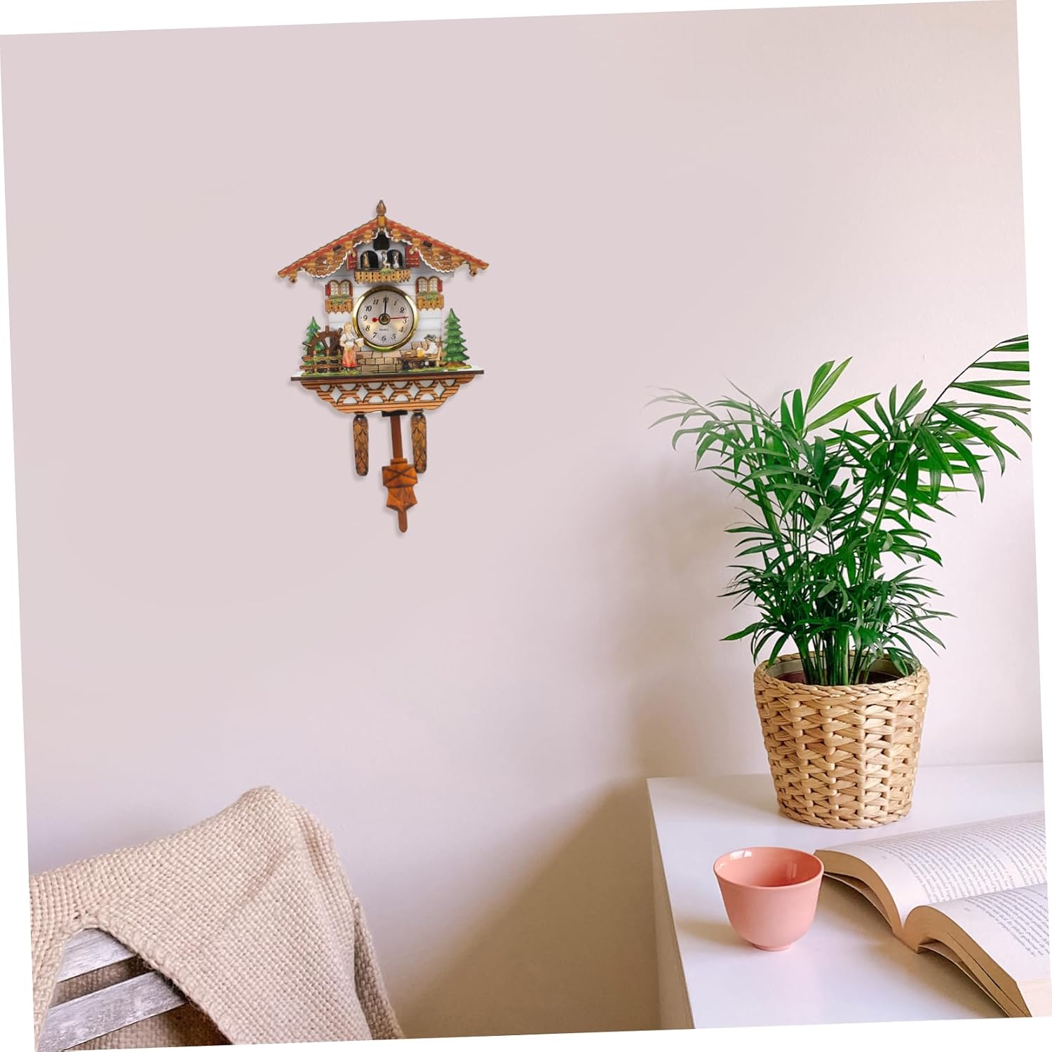 Zerodeko Cuckoo Wall Hanging Clock Birdhouse Design Decorative Home Office Wall Clock Material Living