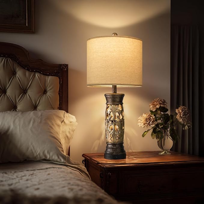 Juego de 2 Lámparas de Mesa Antique Gold 27.25" con USB miniatura 2