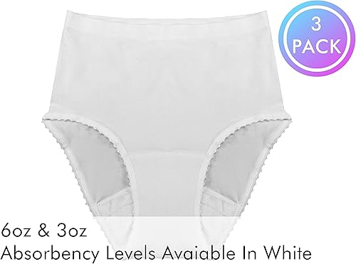 Miniatura 6 de Comfort Finds - Calzones para incontinencia sin costuras, ropa interior reutilizable para incontinencia para mujer (L, paquete de 3, blanco (6